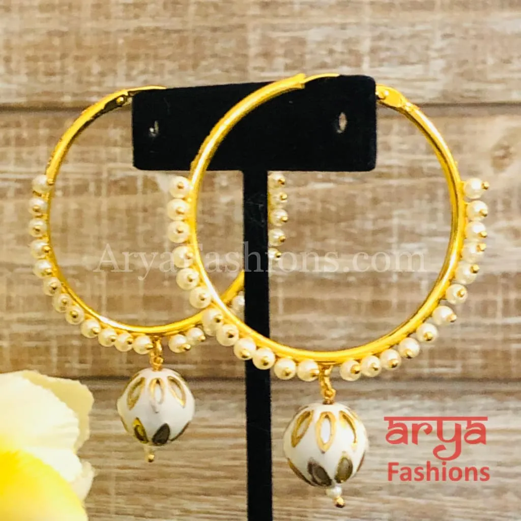 Ruhi Big Golden Balis with Meenakari Balls