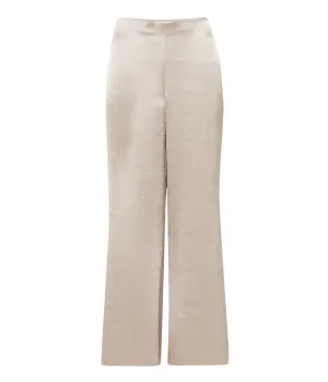 Satin Wide Flare Pant in Oat Stone