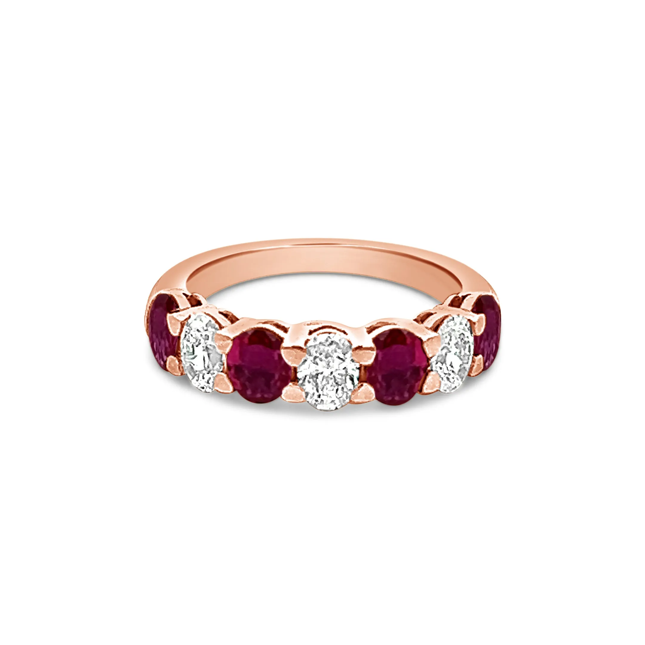 Seven Stone Oval Ruby and Diamond Band