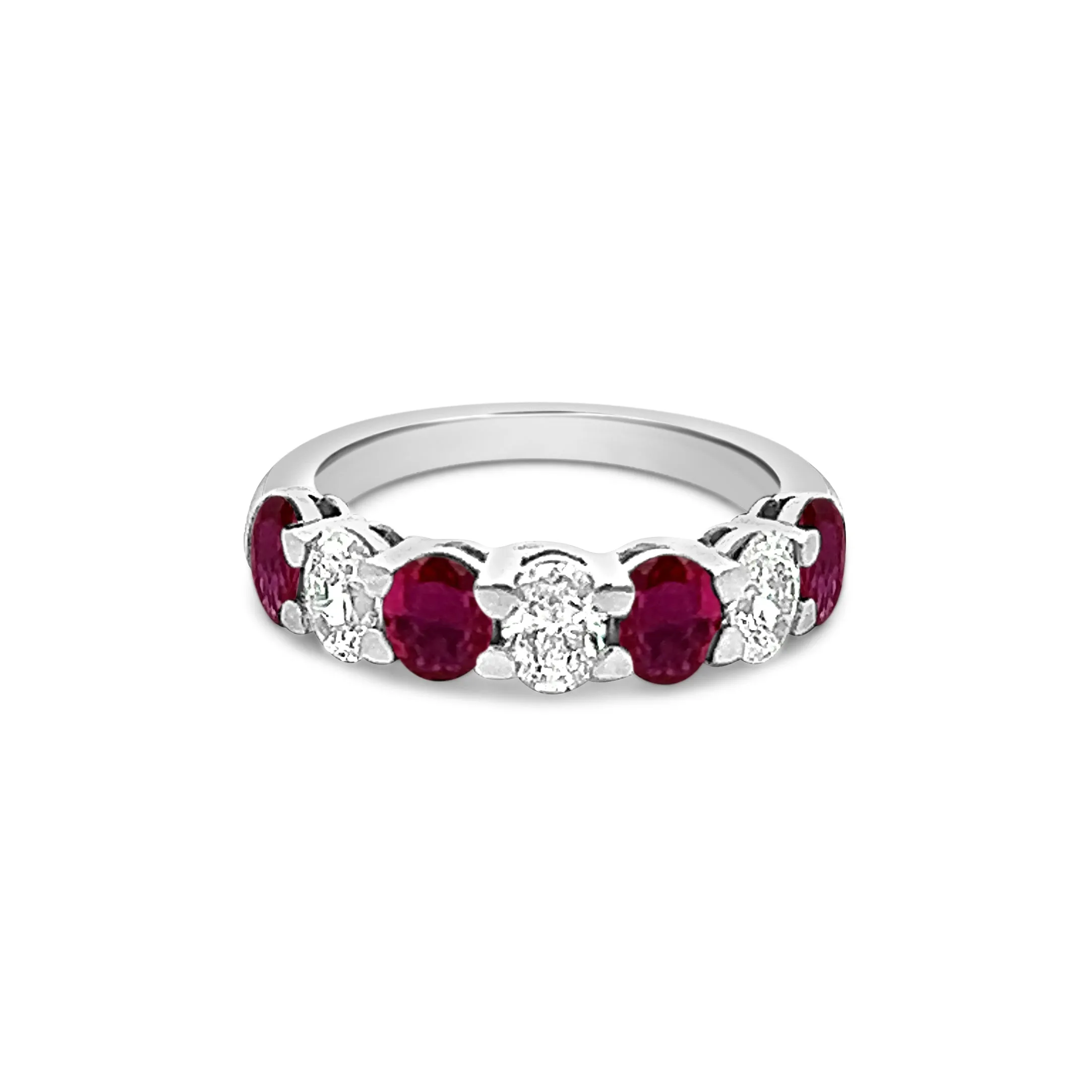 Seven Stone Oval Ruby and Diamond Band