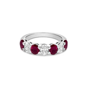 Seven Stone Oval Ruby and Diamond Band