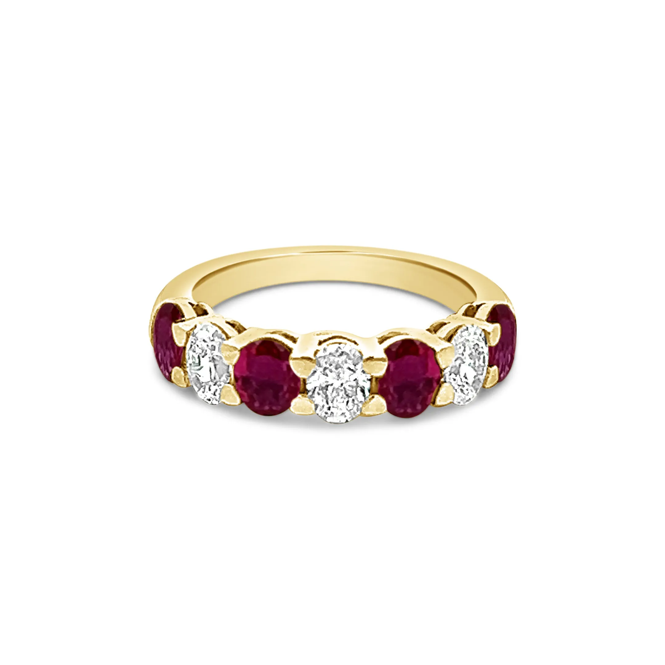 Seven Stone Oval Ruby and Diamond Band