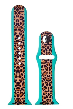SILICONE APPLE WATCH BAND | TURQUOISE LEOPARD