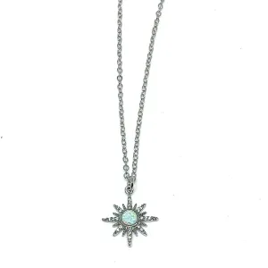 Silver Opal Starburst Necklace