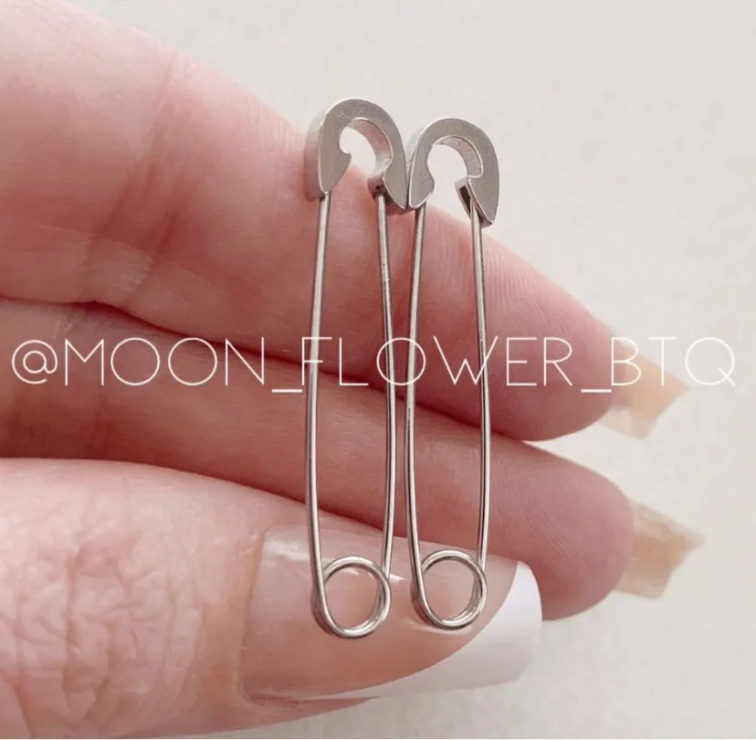 Silver Safety Pin Earrings