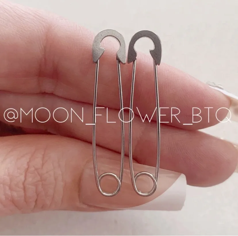 Silver Safety Pin Earrings