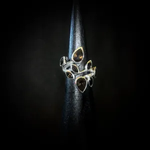 Smoky Topaz Leaves Ring