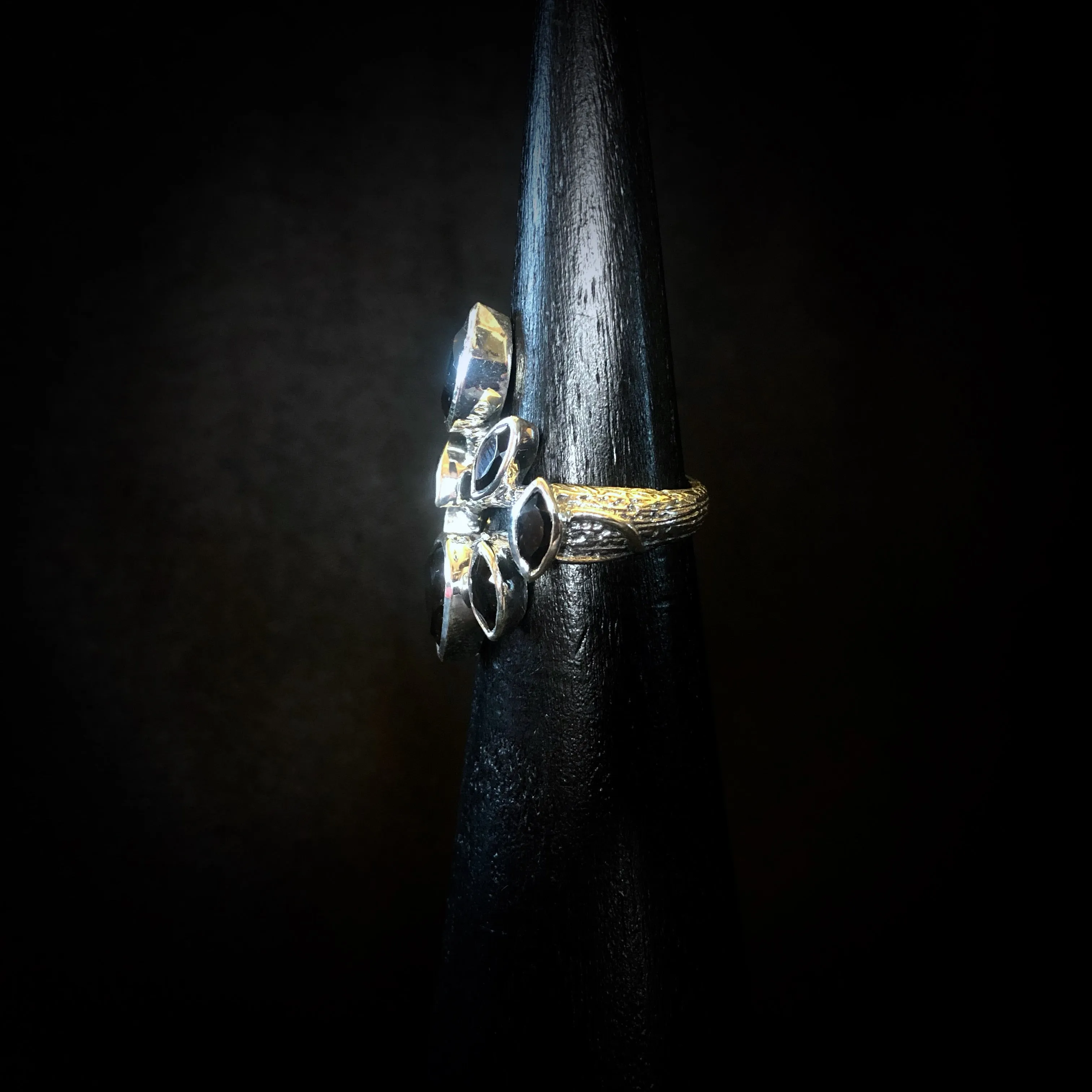 Smoky Topaz Leaves Ring