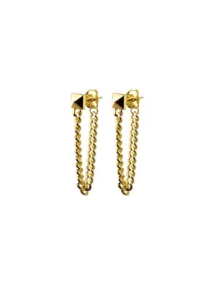 Square Spike Chain Sterling Silver Post Earrings