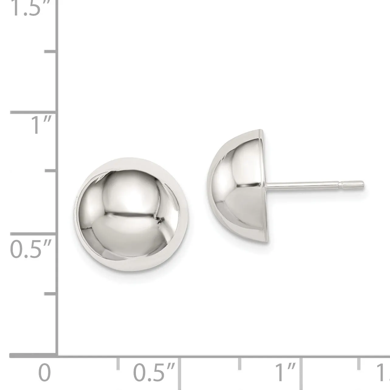 Sterling Silver 12MM Half Ball Post Earrings