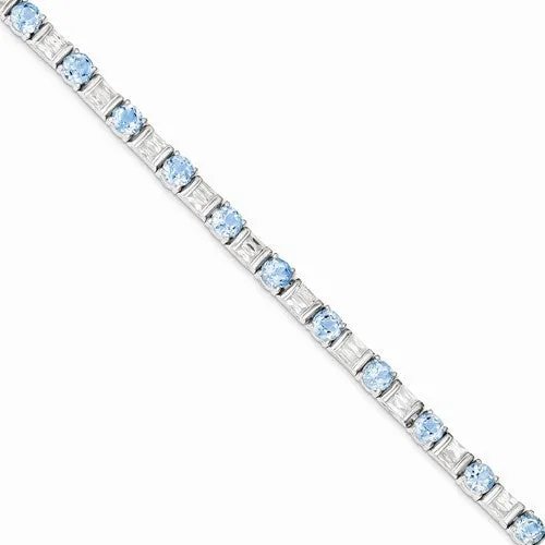 Sterling Silver Bluetopaz & Cz Bracelet