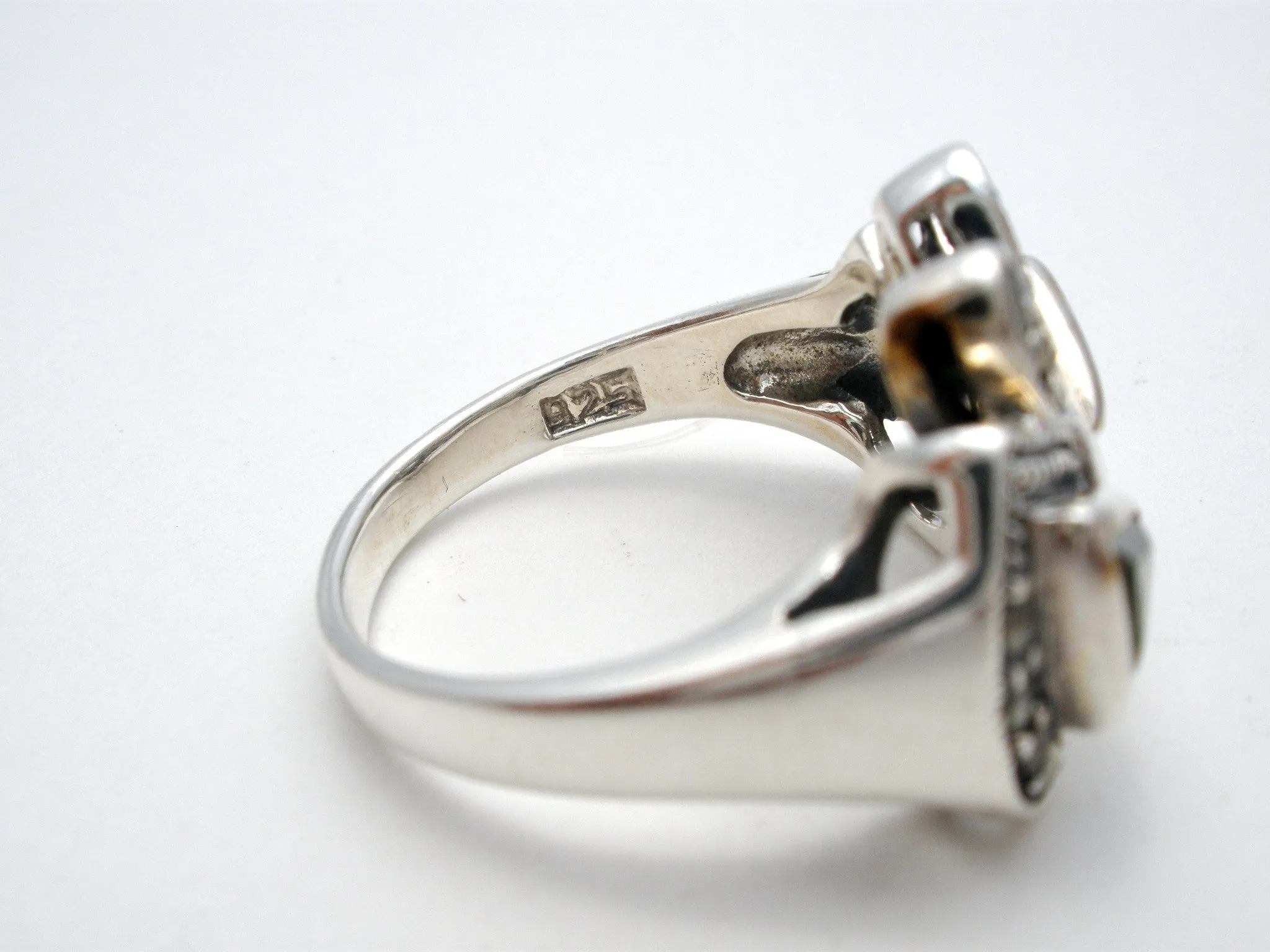 Sterling Silver Bow Ring with Blue Topaz & Peridot