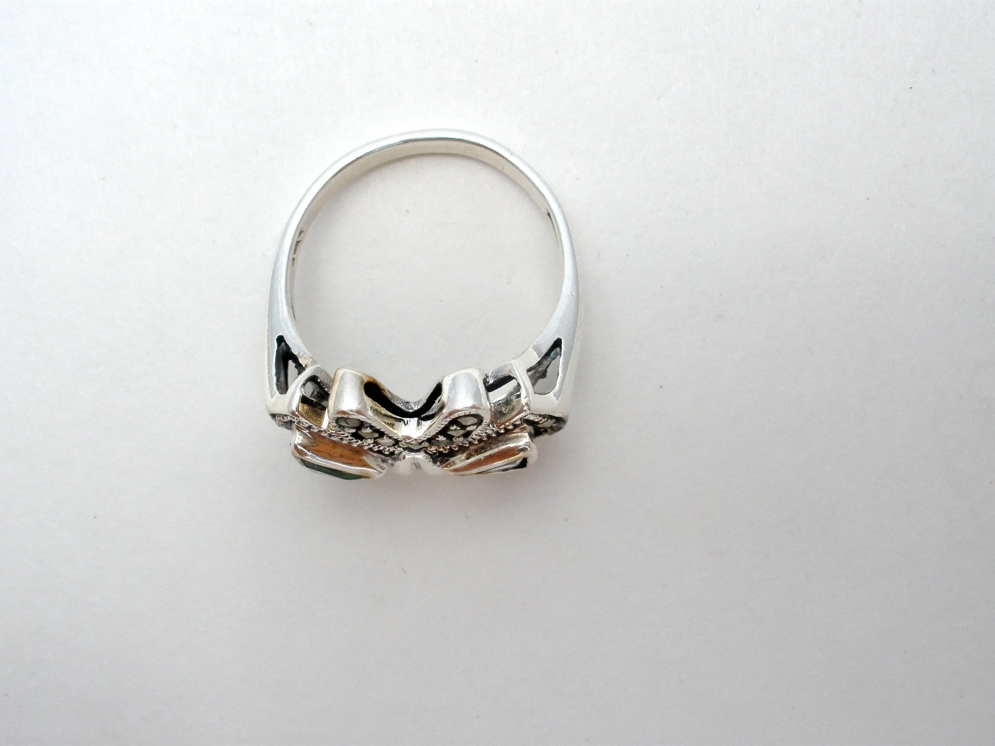 Sterling Silver Bow Ring with Blue Topaz & Peridot