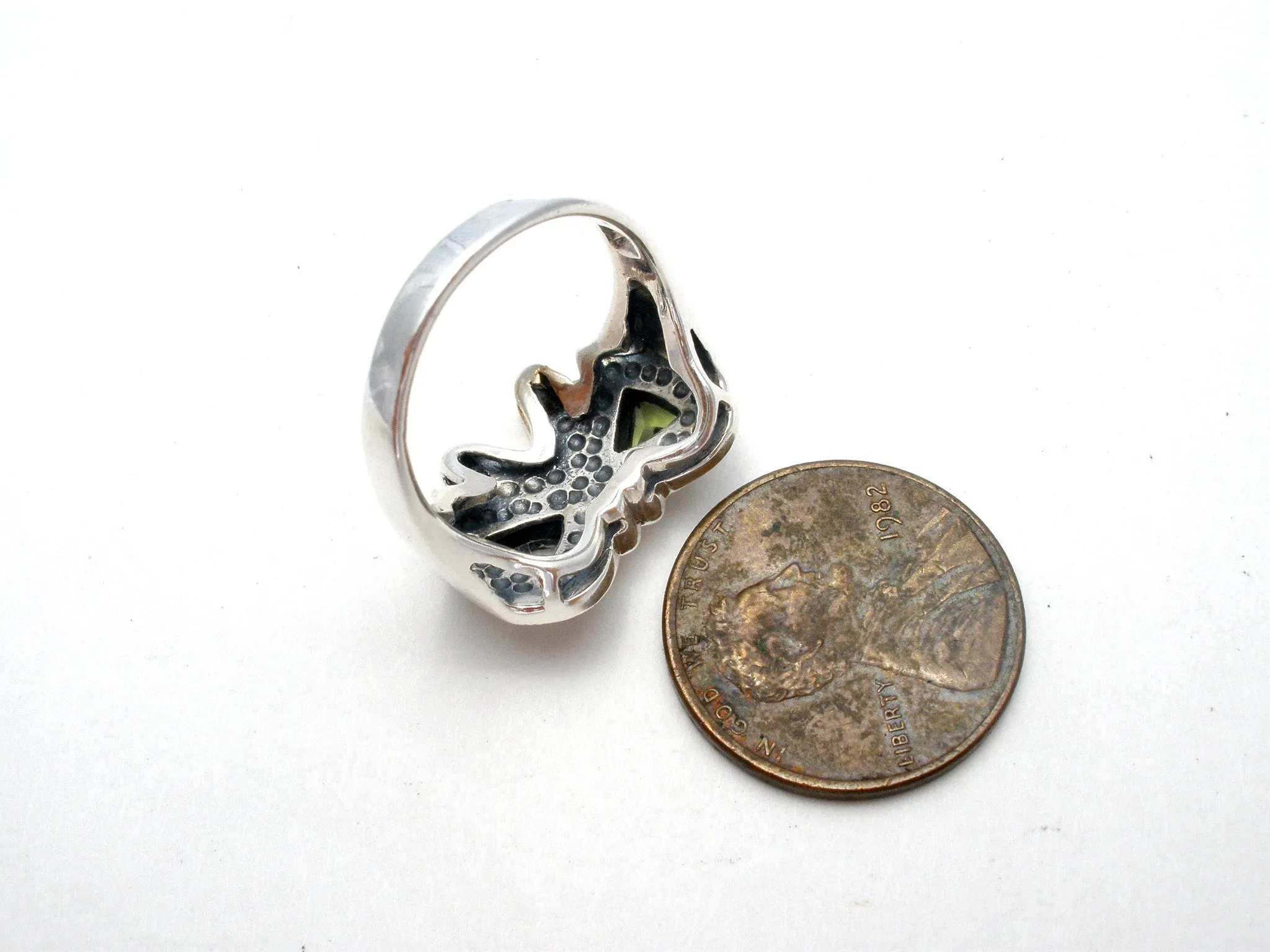 Sterling Silver Bow Ring with Blue Topaz & Peridot
