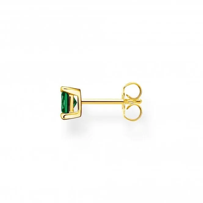 Sterling Silver Gold Plated Stone Green Single Earring H2233-472-6