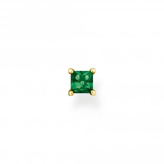 Sterling Silver Gold Plated Stone Green Single Earring H2233-472-6