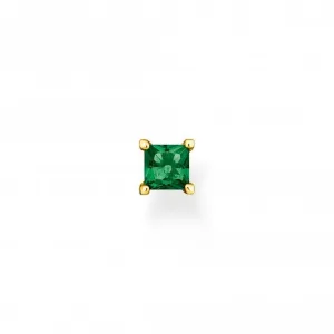 Sterling Silver Gold Plated Stone Green Single Earring H2233-472-6
