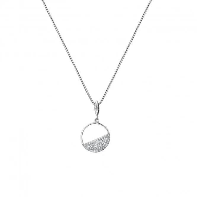Sterling Silver Horizon White Topaz Circle Pendant DP766