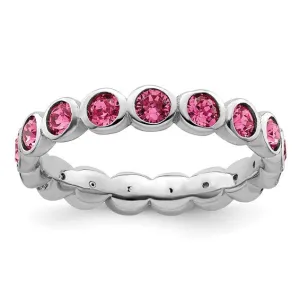Sterling Silver Stackable Expressions October Pink Swarovski Eternity Ring