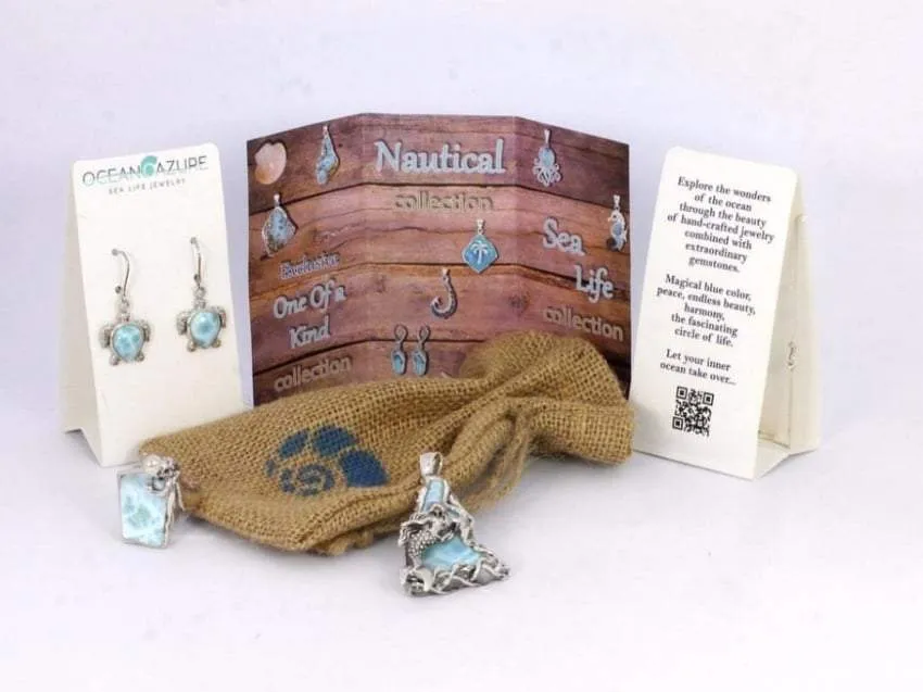 Sterling Silver Starfish Pendant Necklace with Marcasite and Round Blue Opal