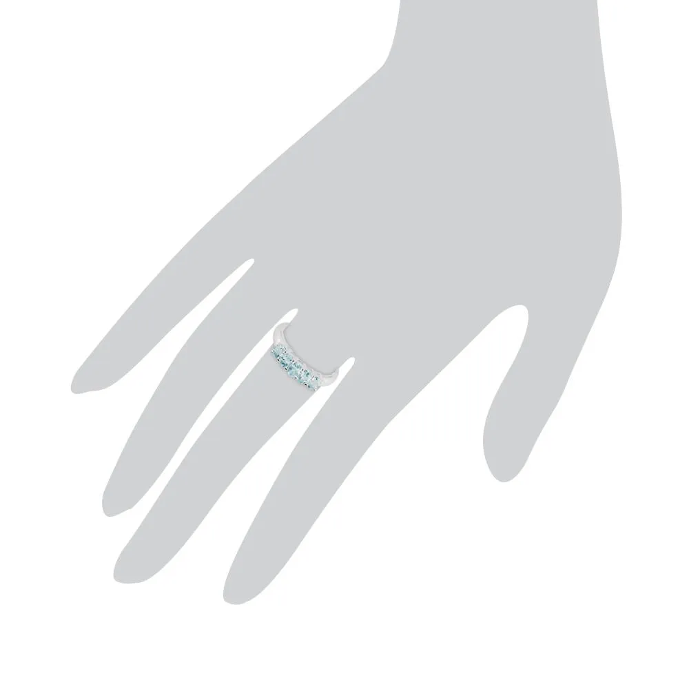Sterlingsilber 0.88ct Kt natürlich blauer Topas klassisch fünfstein stil ring