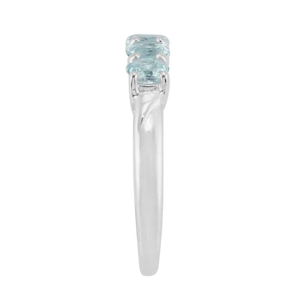Sterlingsilber 0.88ct Kt natürlich blauer Topas klassisch fünfstein stil ring
