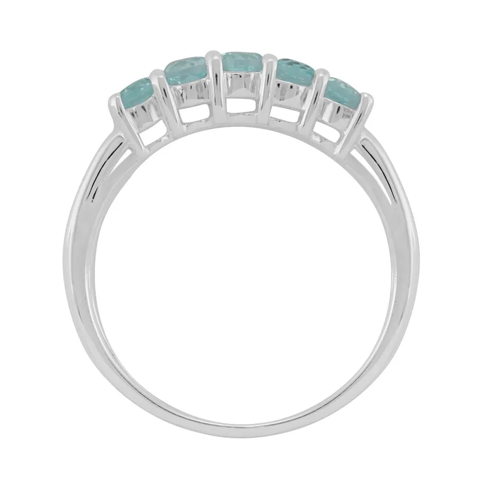 Sterlingsilber 0.88ct Kt natürlich blauer Topas klassisch fünfstein stil ring