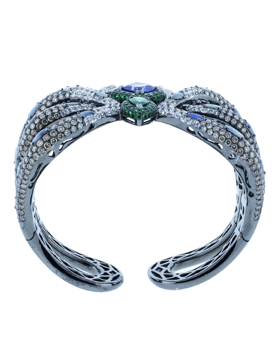 Tanzanite And Opal Butterfly Cuff Bracelet