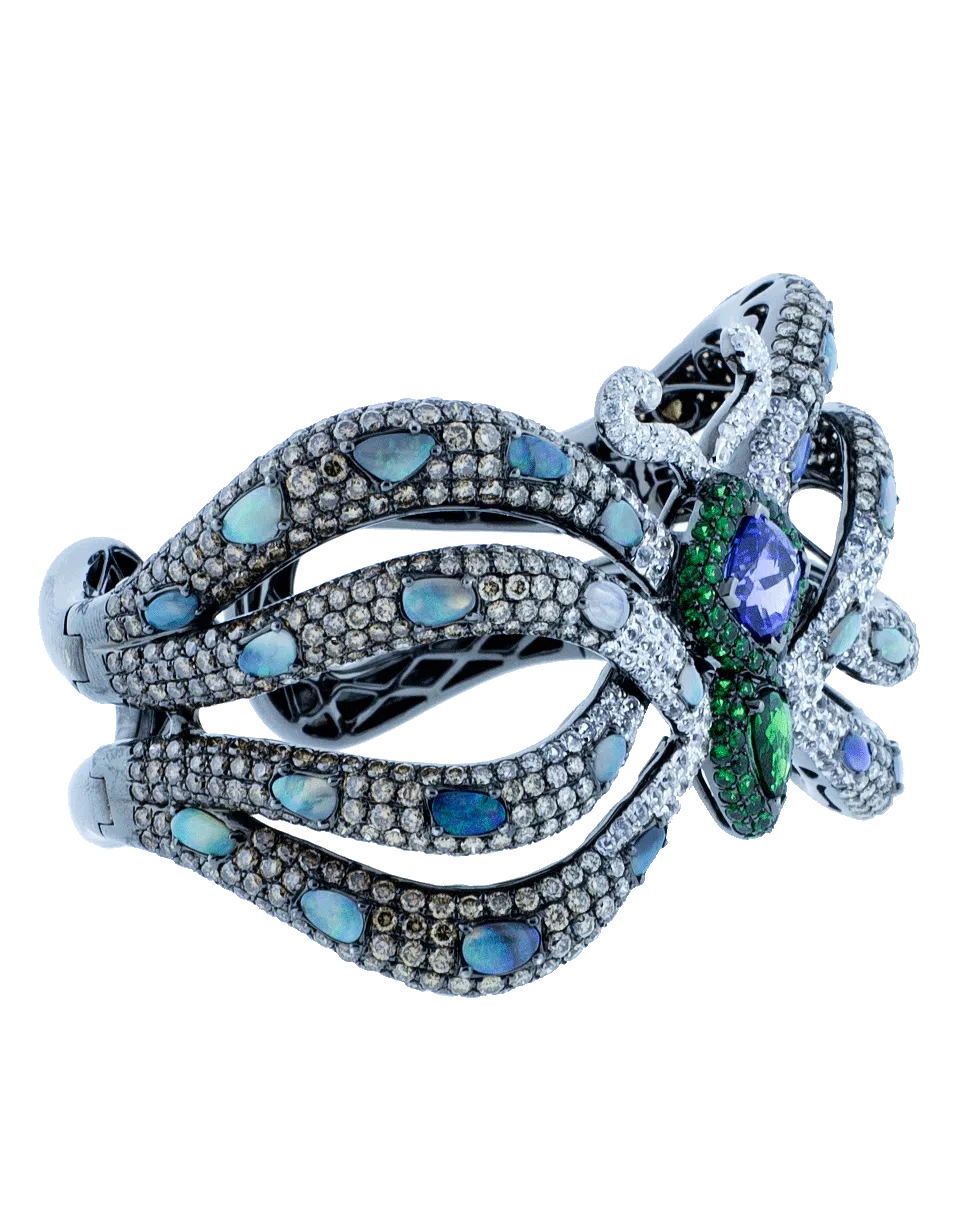 Tanzanite And Opal Butterfly Cuff Bracelet