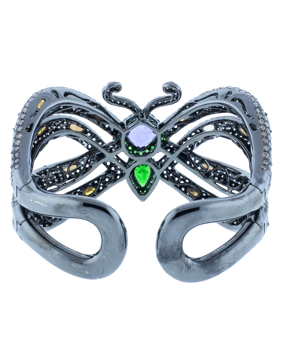 Tanzanite And Opal Butterfly Cuff Bracelet