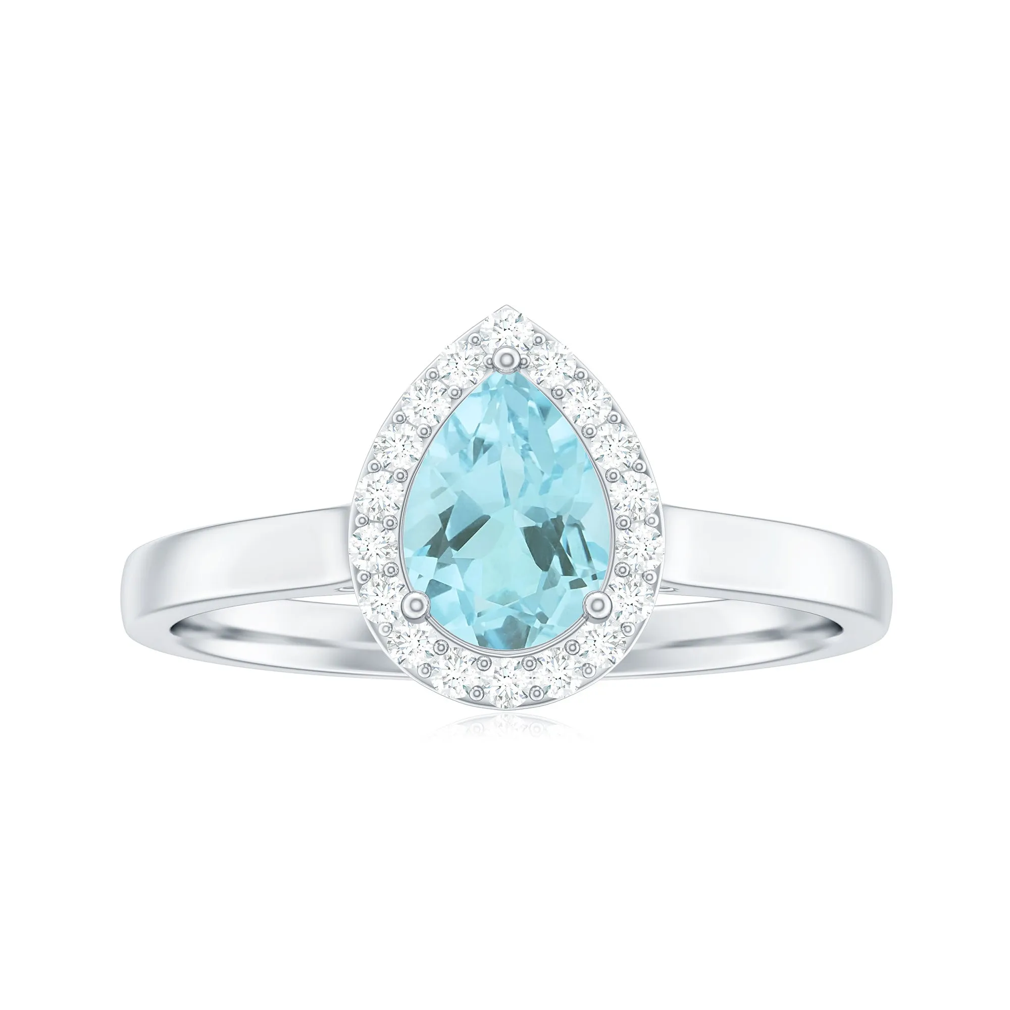 Teardrop Sky Blue Topaz Ring with Diamond Accent