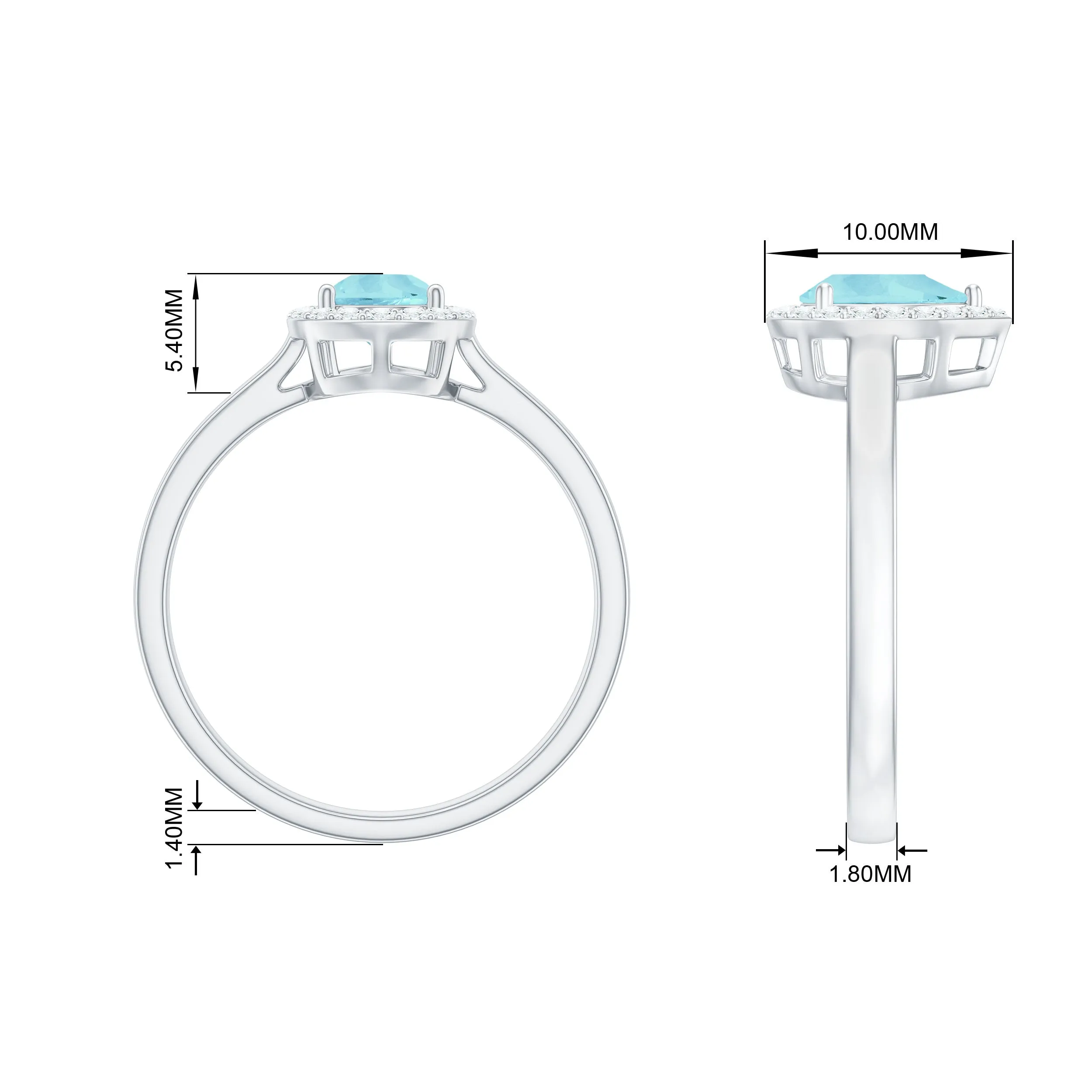 Teardrop Sky Blue Topaz Ring with Diamond Accent