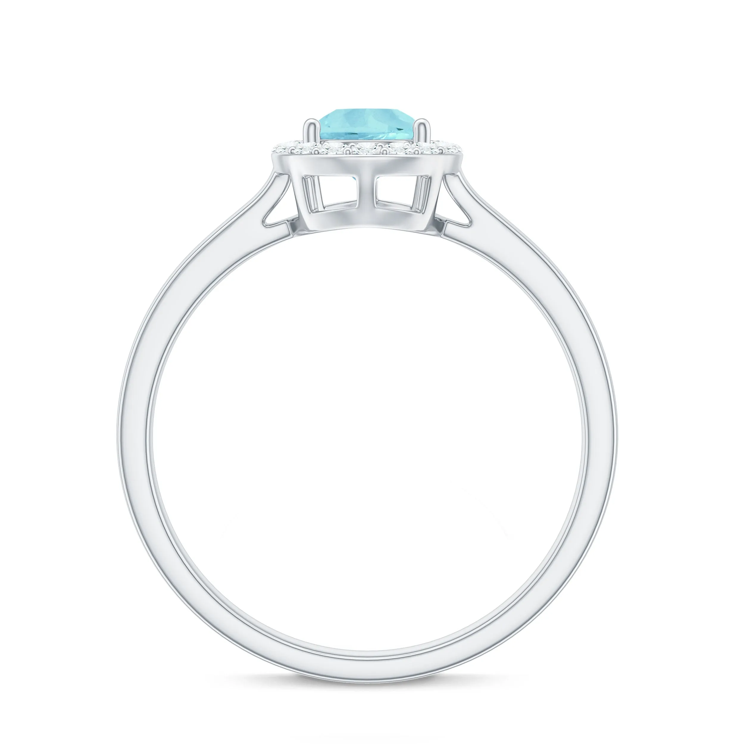 Teardrop Sky Blue Topaz Ring with Diamond Accent