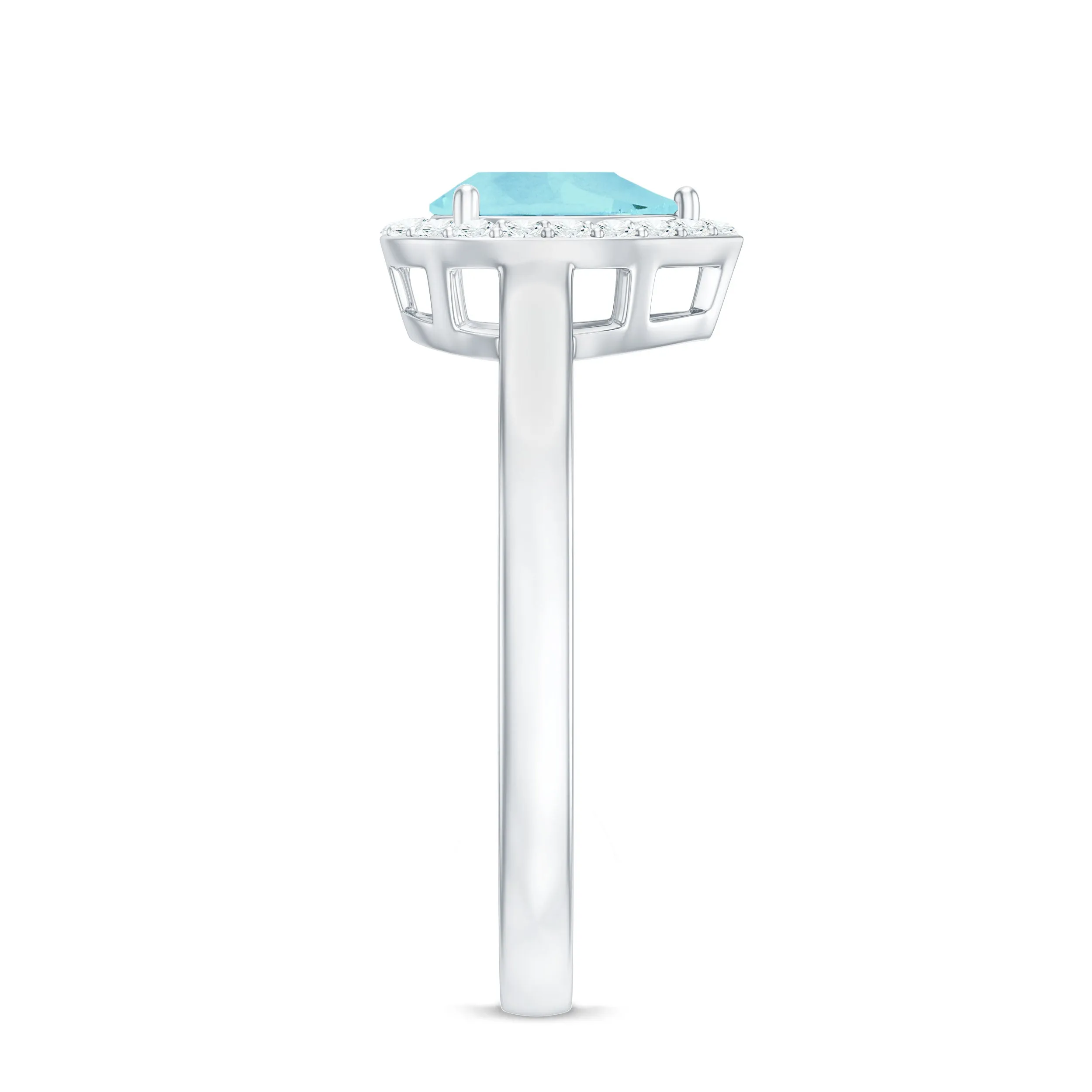 Teardrop Sky Blue Topaz Ring with Diamond Accent