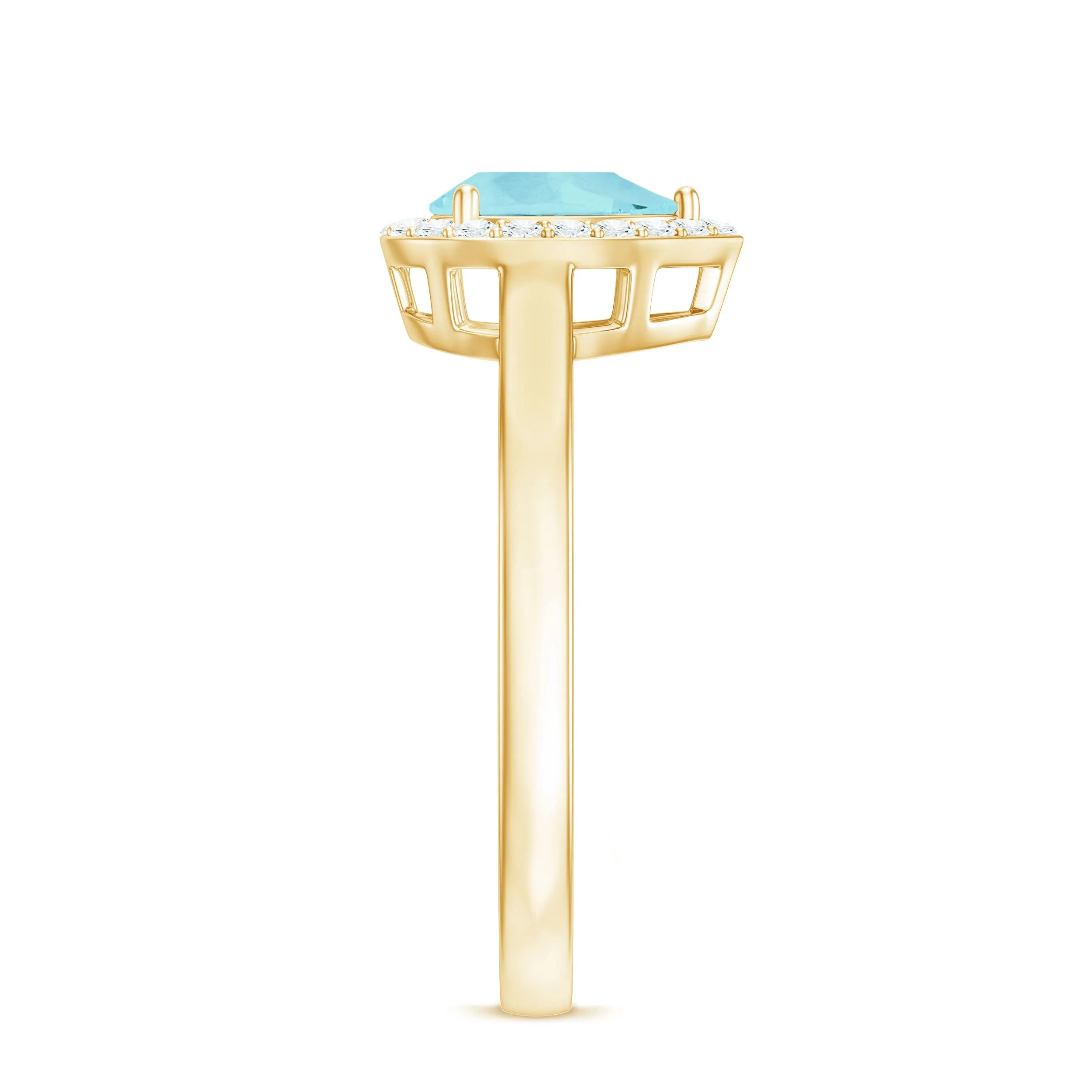 Teardrop Sky Blue Topaz Ring with Diamond Accent