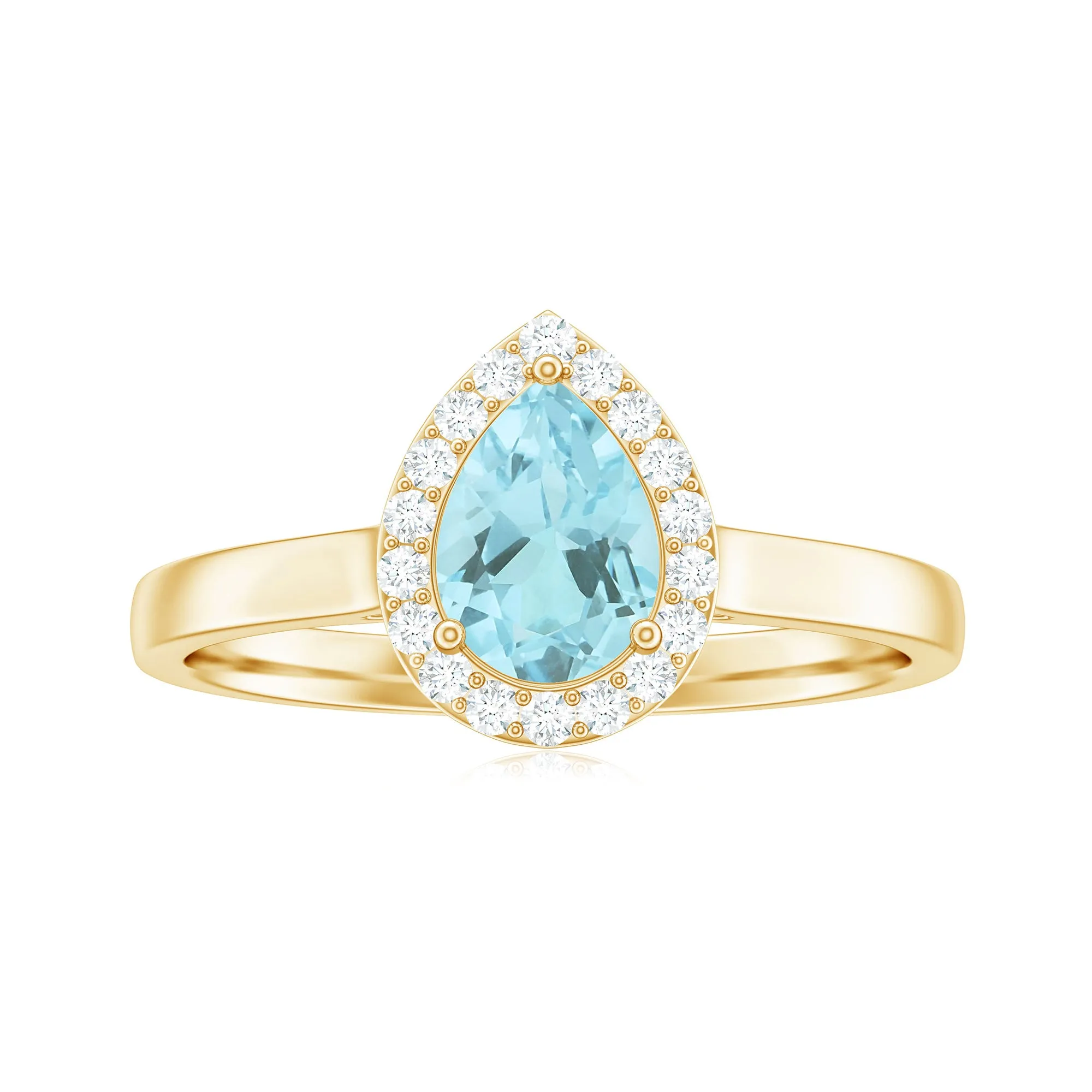 Teardrop Sky Blue Topaz Ring with Diamond Accent