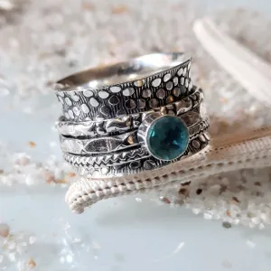 TRUE LOVE  - BLUE TOPAZ 925 SPINNER RING