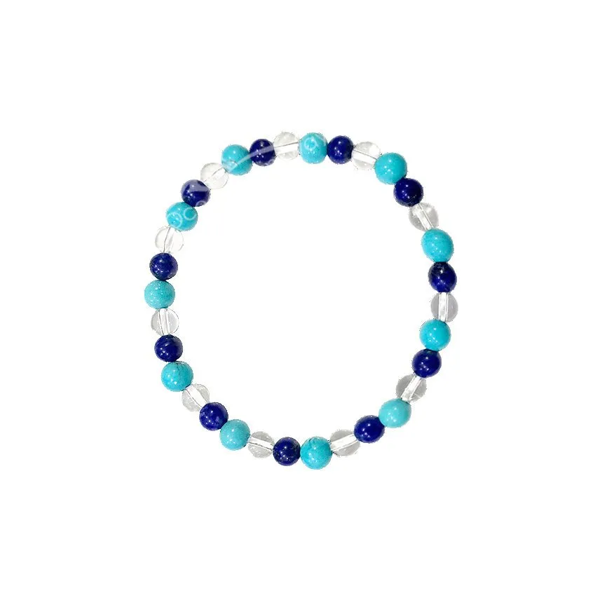 Turquoise, Lapis Lazuli, & Clear Quartz Bracelet | 6MM