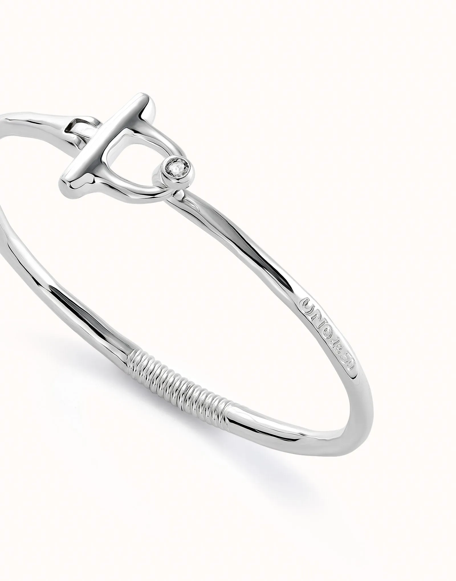 UNOde50 Sterling silver-plated Bracelet with Front Clasp and White Topaz