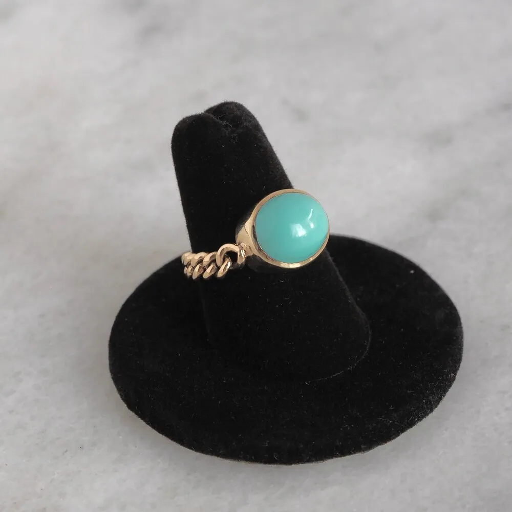 Vintage 14k Turquoise Cabochon Curb Chain Ring
