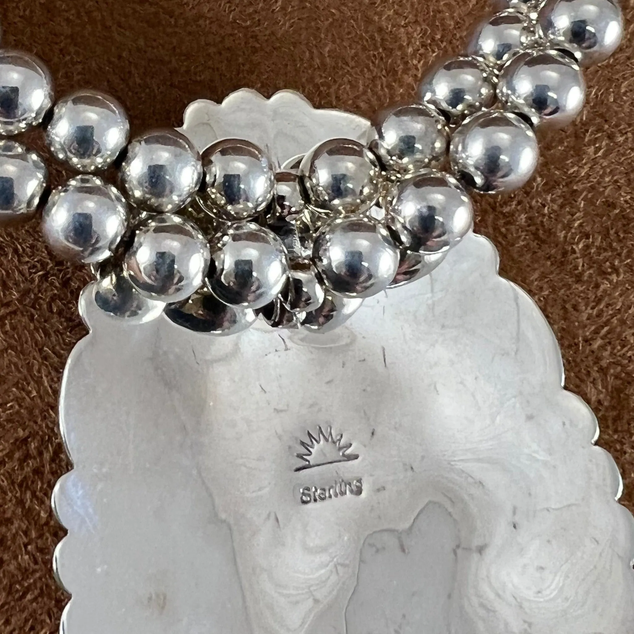 Vintage Sterling Silver Wild Horse Jasper and Opal Beaded Necklace Estate Jewelry
