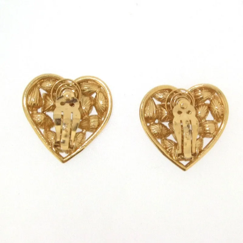 Vintage YSL Earrings Yves Saint Laurent Blue Crystal Clip On