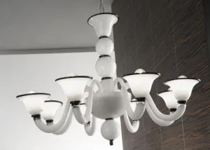 White Murano Glass 8 Light Chandelier With Colour Options