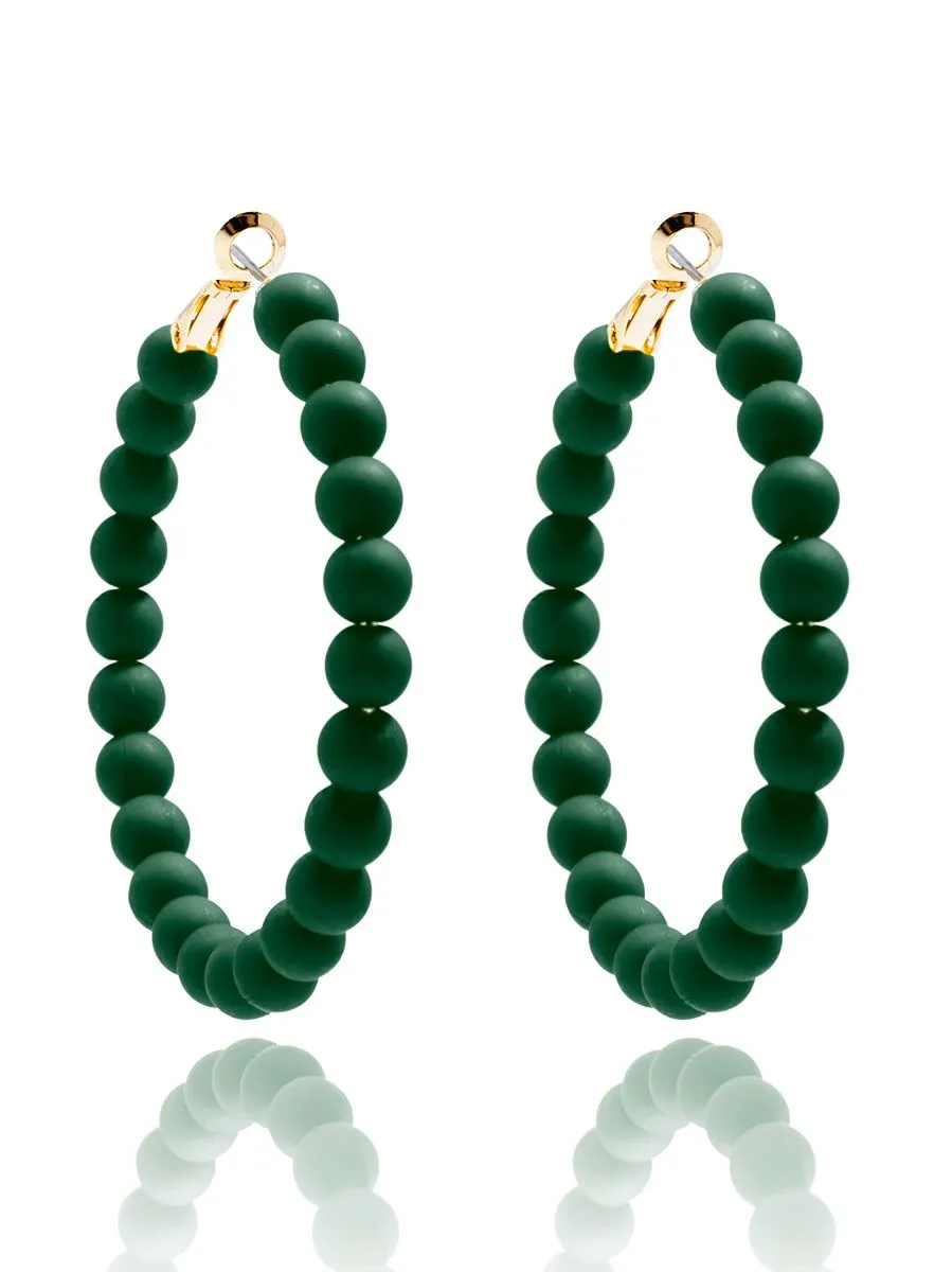 Zenzii Matte Beaded Hoop Earring - Emerald